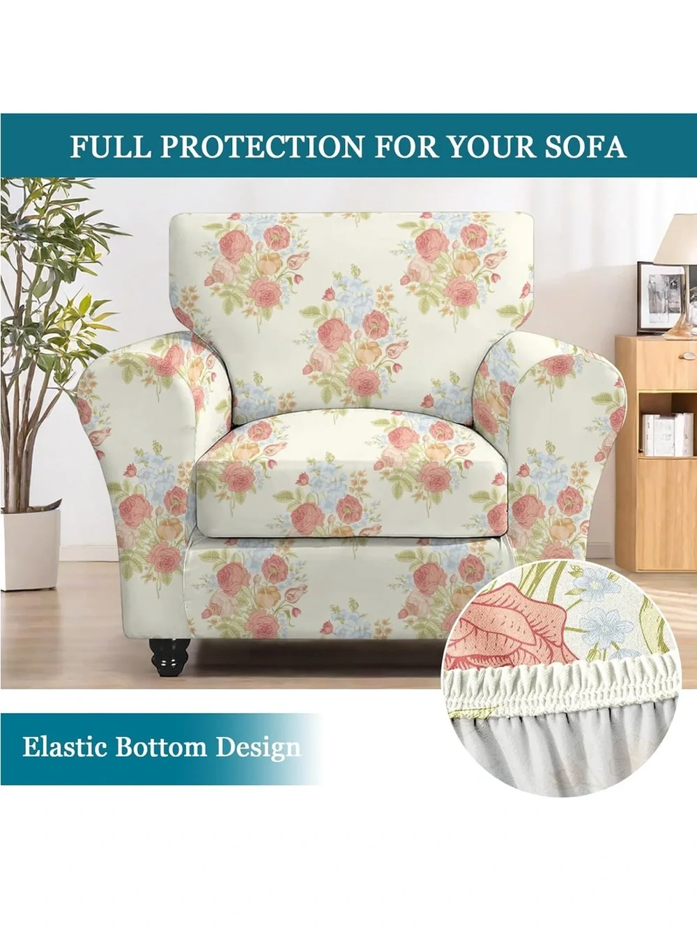 Floral rose armchair cover cottage NEW
